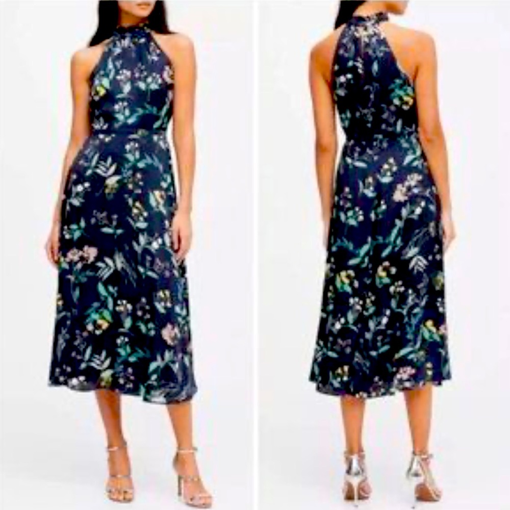 Banana Republic Sleeveless Midi Dress Sz 10 Floral Formal Dress